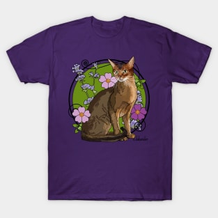 Abyssinian Cat with Beach Roses T-Shirt